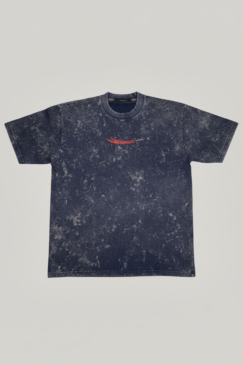 Downshoulder Acid Wash Tee (Arabic Fighter) Blue