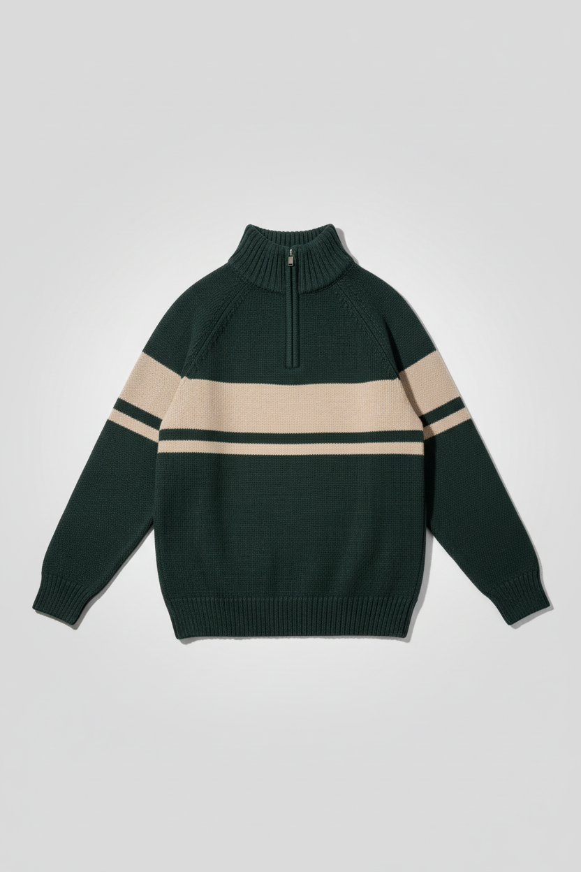 Maglione verde beige righe