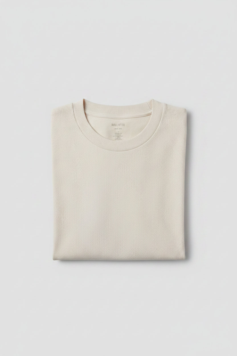 T-shirt in maglia boxy girocollo crema