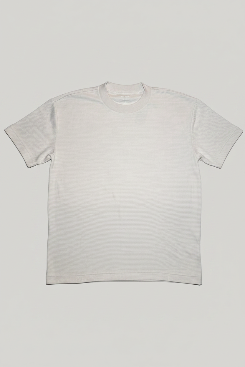 T-shirt in maglia boxy girocollo crema
