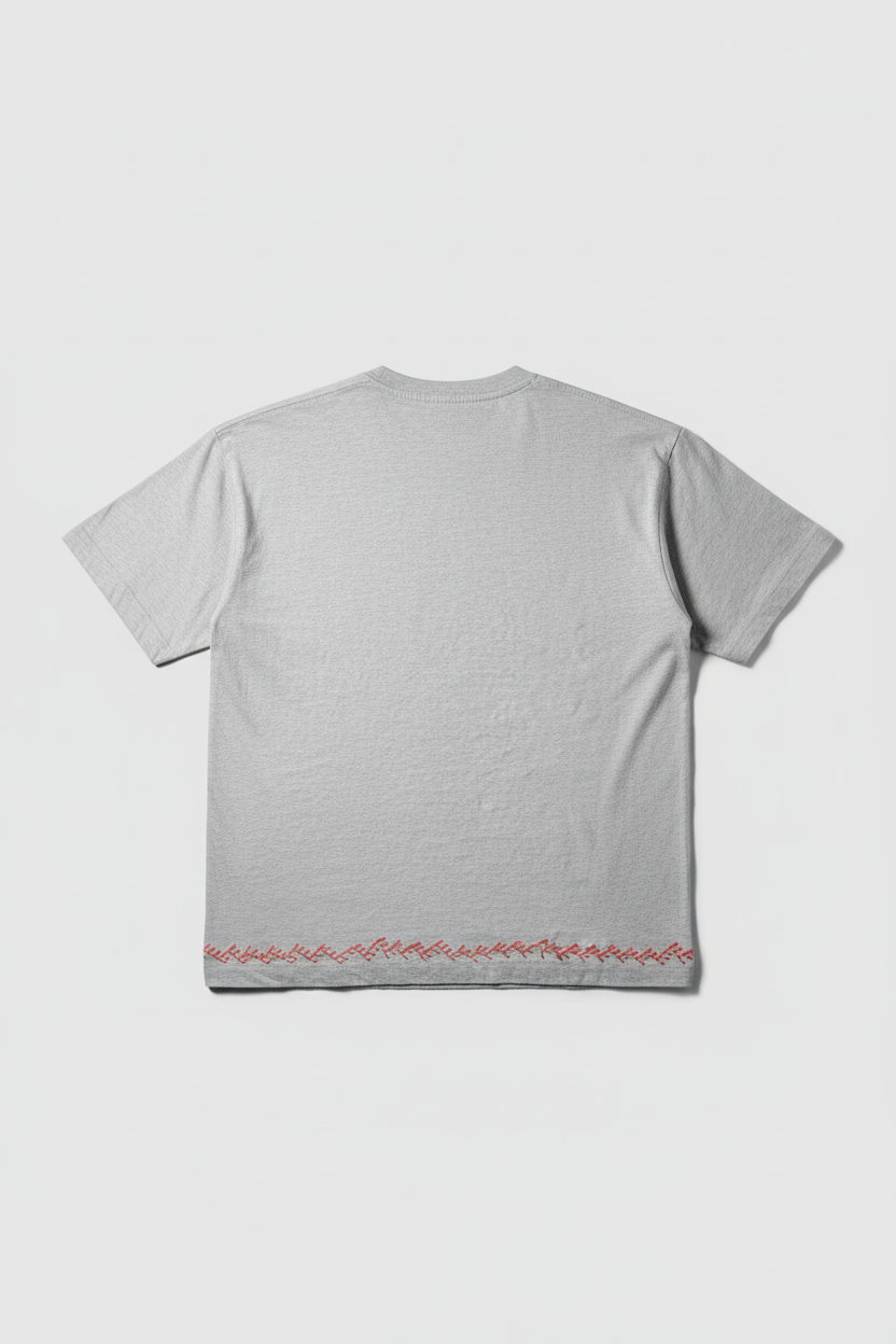 T-shirt grigia retro red stitch