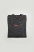 Downshoulder Acid Wash Tee (Arabic Fighter) Black