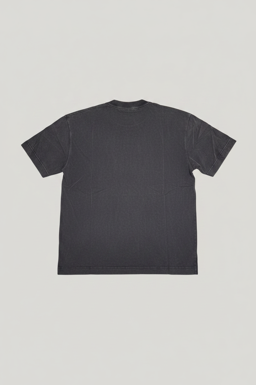 T-Shirt Pesante Girocollo Squadrata in Cotone nera